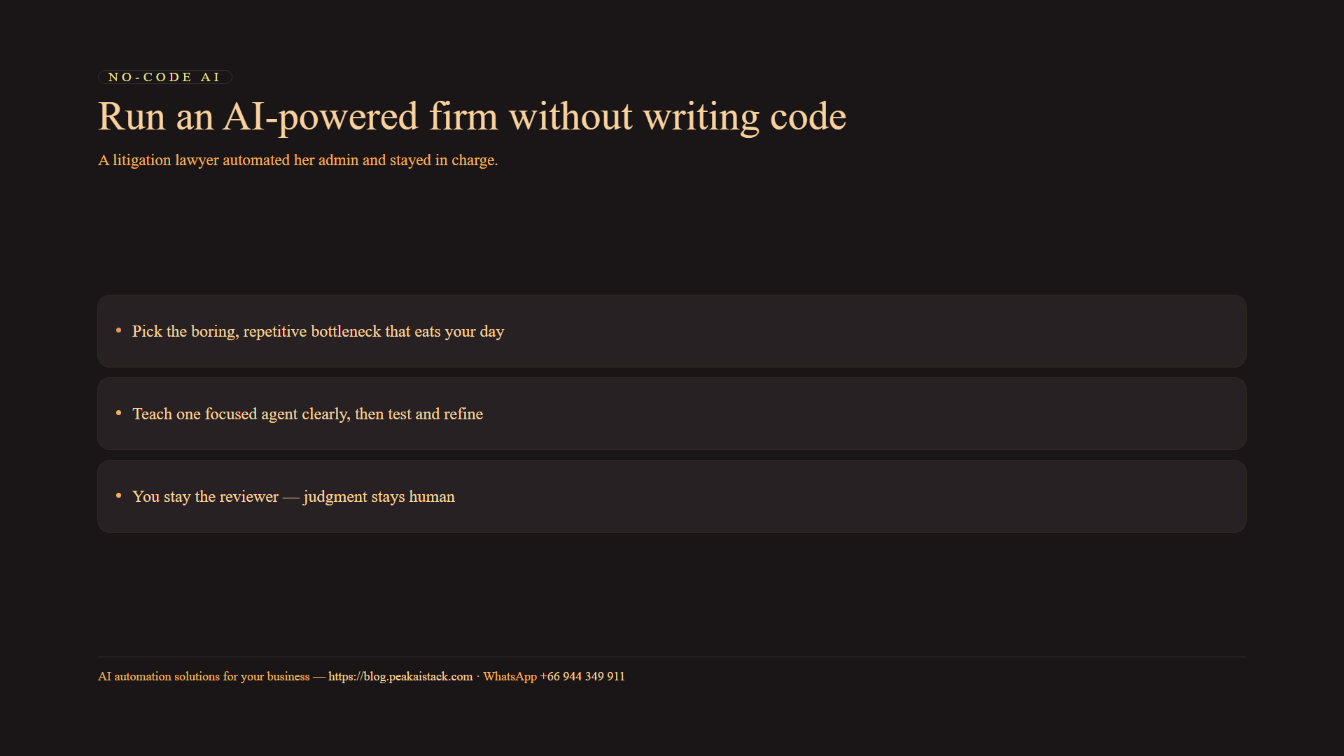 No-code AI agents: a lawyer automated admin without writing code
